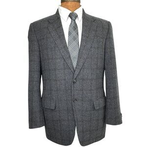 Corneliani Men 42R Gray Blazer Jacket Sport Coat Wool  Cashmere Windowpane